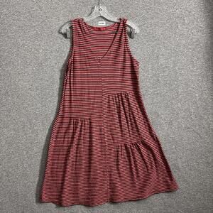 Cut Loose Women's Small Linen Blend Red Black Sleeveless A-Line Dress Lagenlook